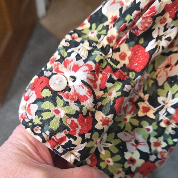 J. Crew Secret Wash Poplin Floral Print Stretch Button Down Shirt Size XL - Picture 4 of 13